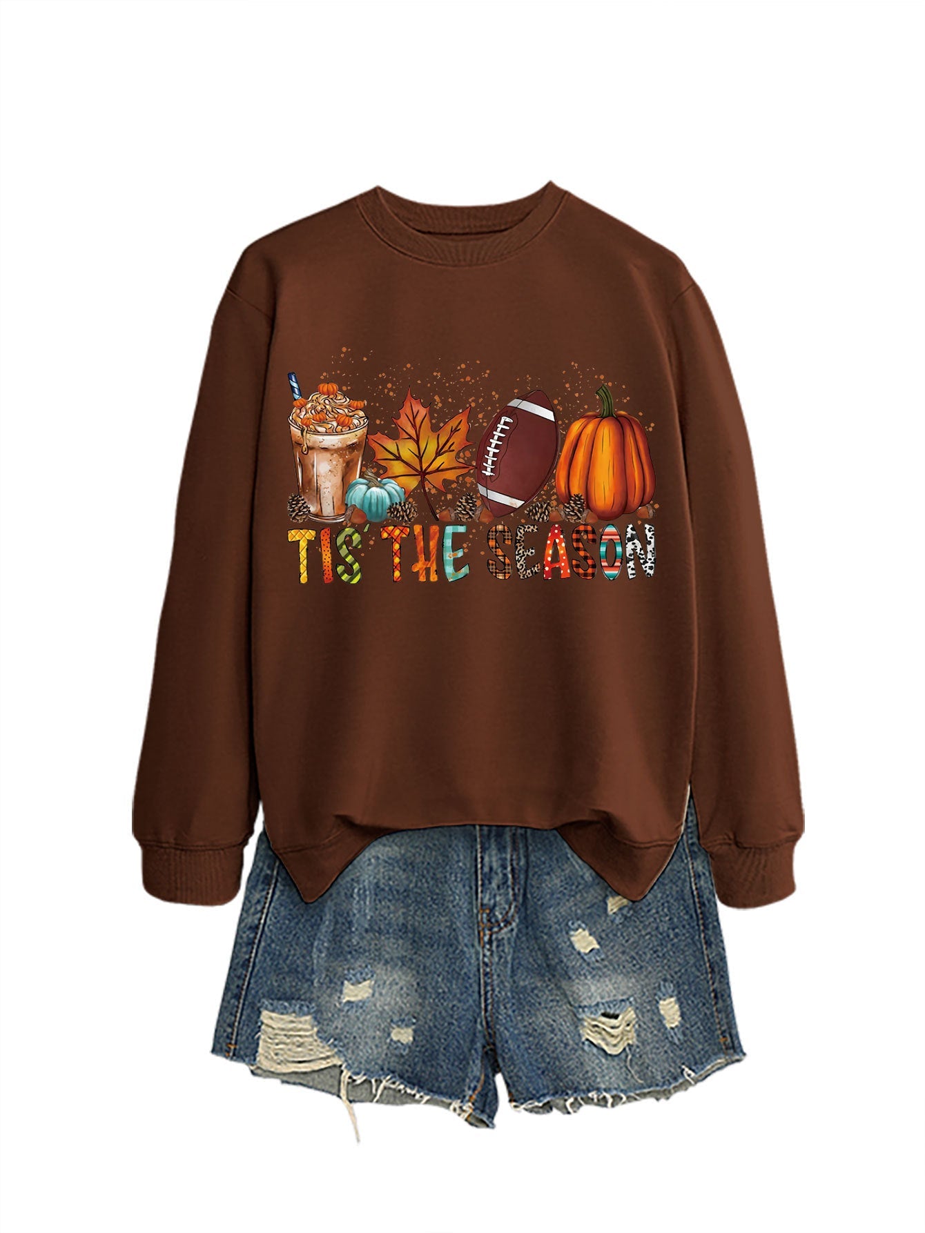 Damen Sweatshirt Herbstlich Motiv Lässiger Schnitt Norvielle