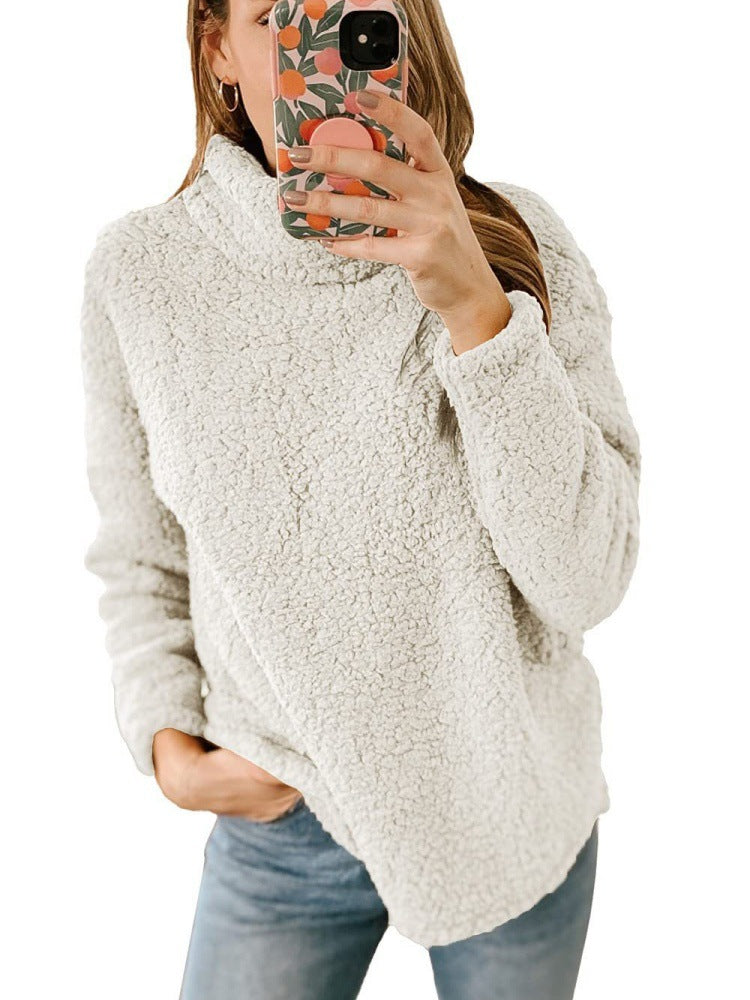 Damen Fleece-Pullover Hochkragen Struktur Norvielle