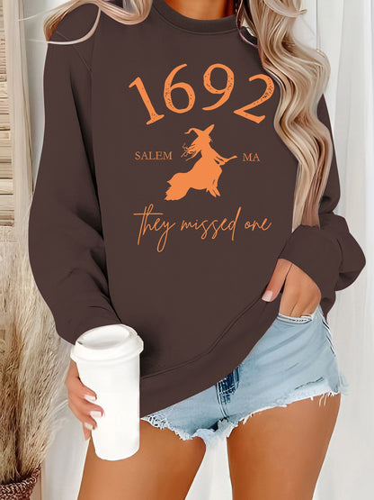 Damen Sweatshirt Witch-Motiv Gemütlicher Schnitt Norvielle