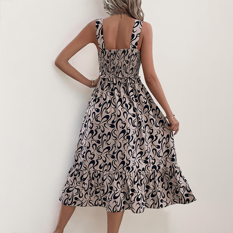 Damen Ärmelloses Maxikleid Rüschen Kreatives Muster Norvielle
