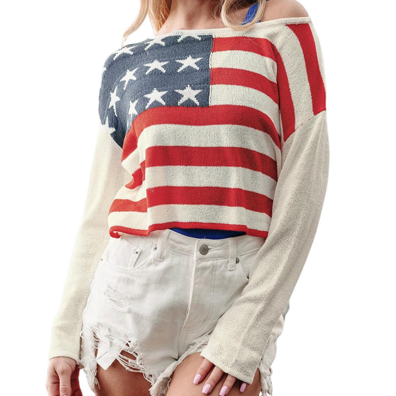Damen Pullover Flaggen-Design Norvielle