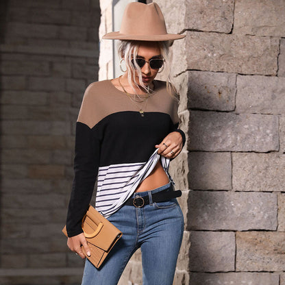 Damen Strickpullover Gestreift Modern Schwarz - Norvielle