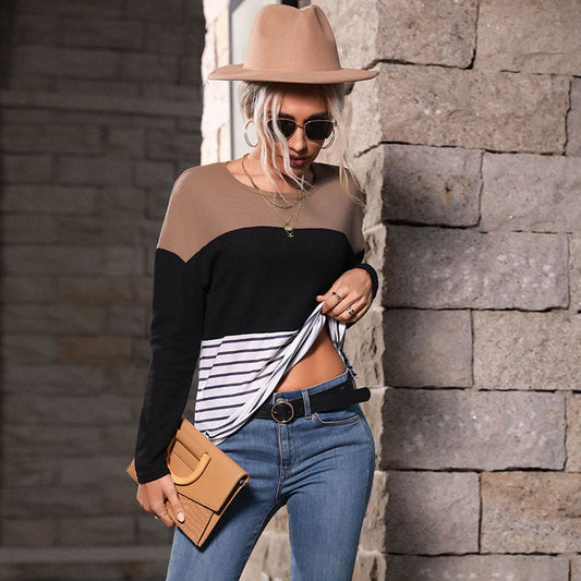 Damen Strickpullover Gestreift Modern Schwarz - Norvielle