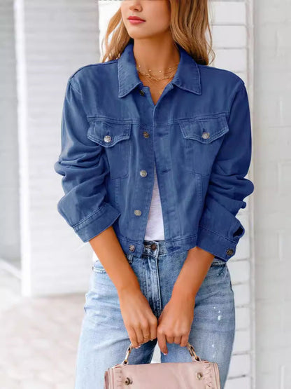 Damen Denimjacke Kurz Modischer Schnitt
