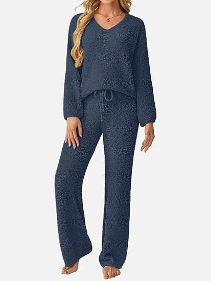 Damen Lounge-Set Weiches Strukturiertes Material Norvielle