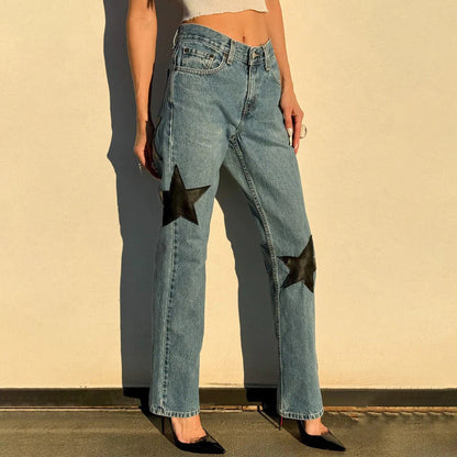 Damen Jeans Mit Sternenapplikationen
