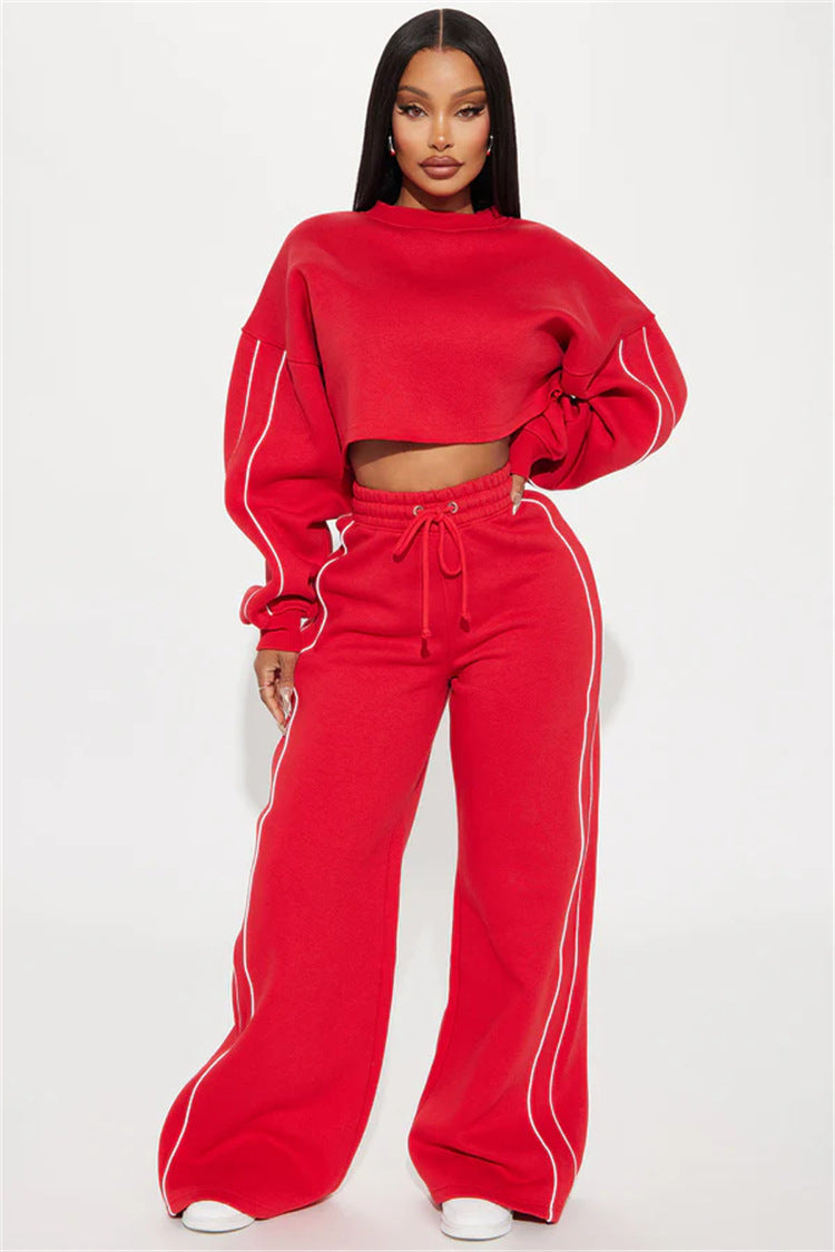 Damen Crop- Jogginghose Set Baumwolle Bequem