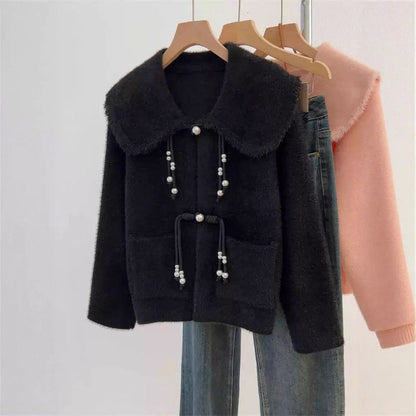 Damen Strickjacke Perlendetails Norvielle
