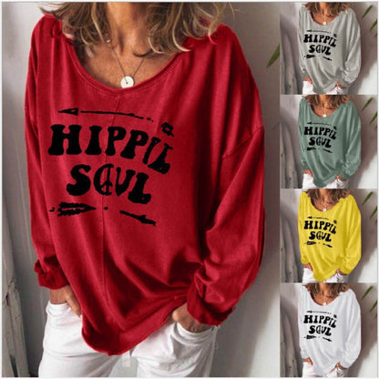 Damen Sweatshirt Hippie-Print Weit Schnitt Norvielle
