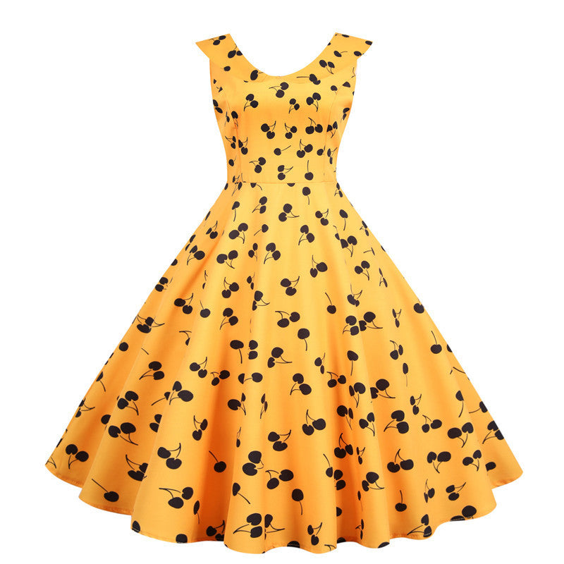 Damen Swingkleid Fruchtigem Design Ausgestellter Rock Norvielle