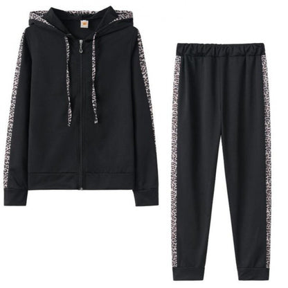 Damen Sportanzug Leopardenmuster Stretch