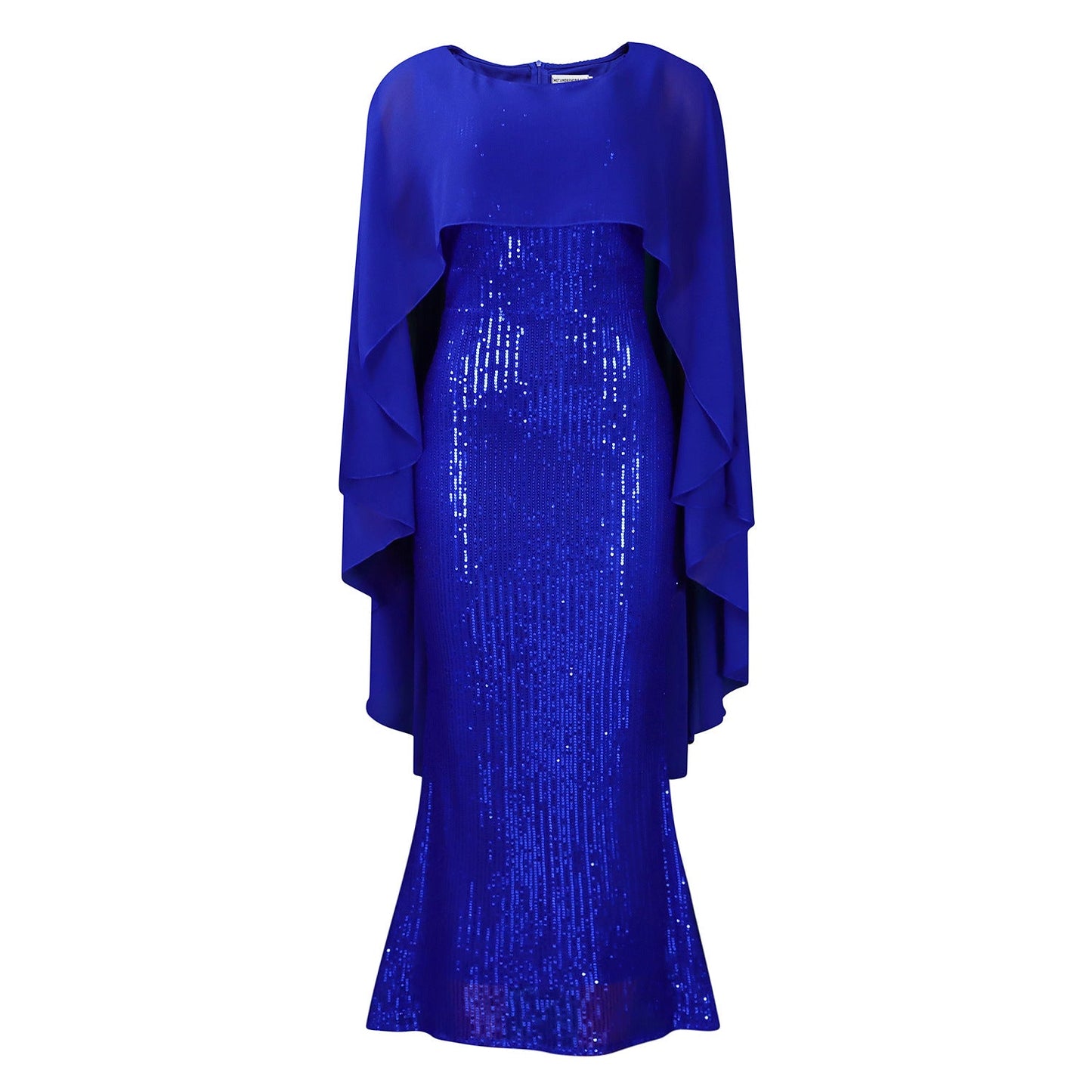 Damen Abendkleid Pailletten Cape Schimmernd