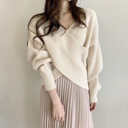 Damen Wickelpullover Modernes Strukturdesign Norvielle