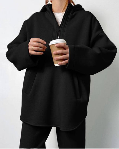 Damen Fleece-Jogginganzug Oversized Reißverschluss Norvielle