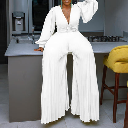Damen Jumpsuit Plissiert Glitzernd