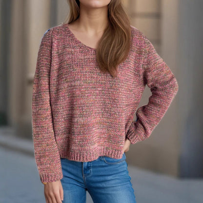 Damen Pullover V-Ausschnitt Strukturmuster Norvielle
