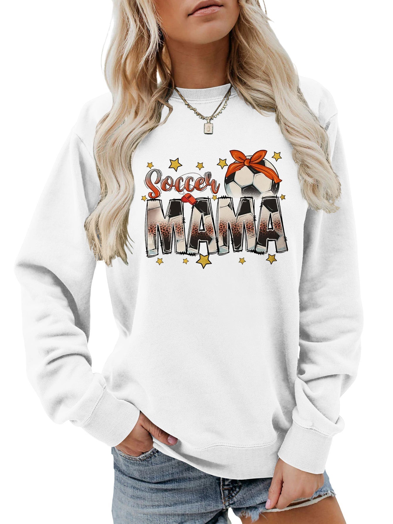 Damen Sweatshirt Soccer Mama Aufdruck Bequem Norvielle