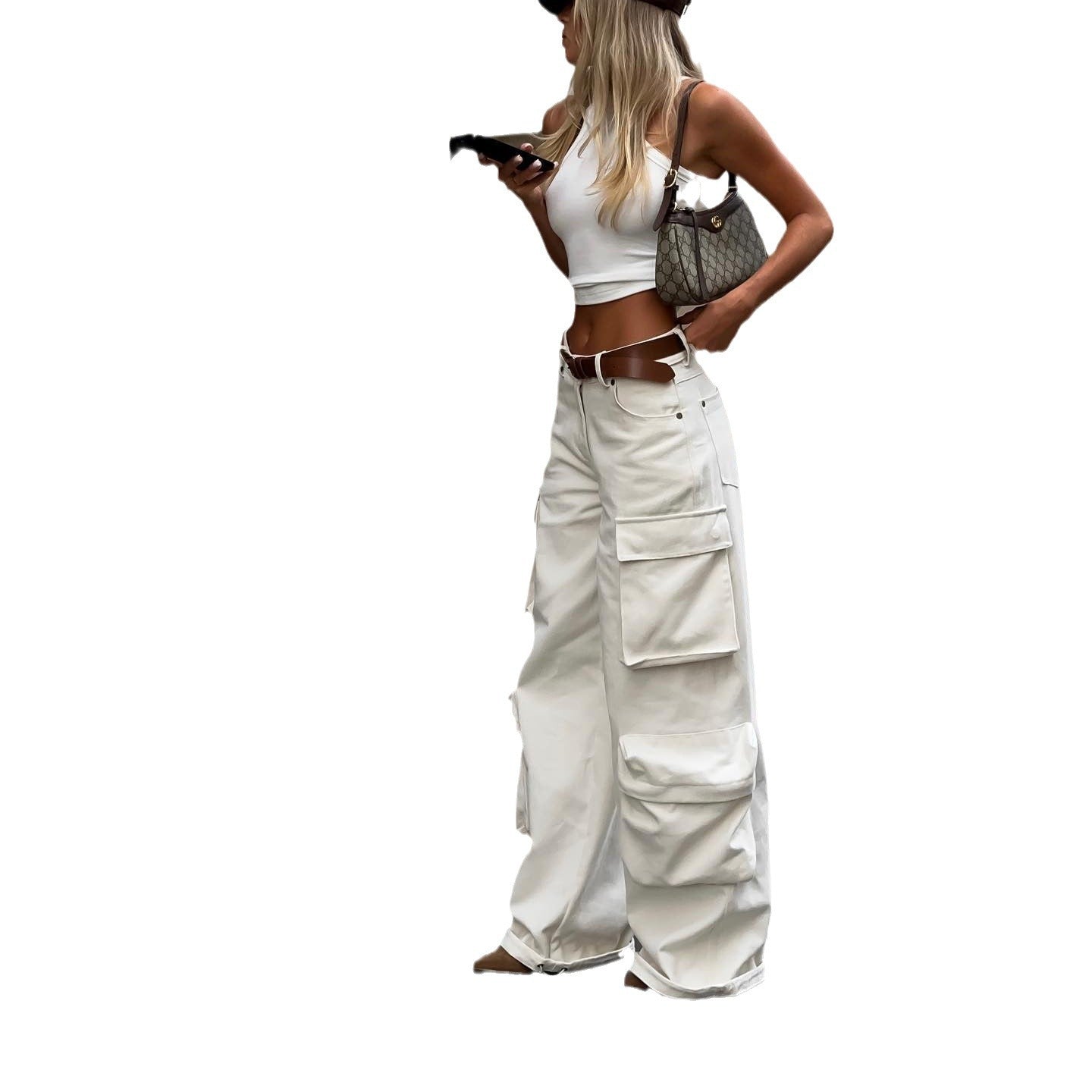 Damen Cargo-Hose Hohe Taille Praktische Taschen Norvielle