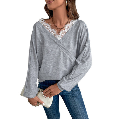 Damen Übergangsoberteil V-Ausschnitt Alltagsdesign