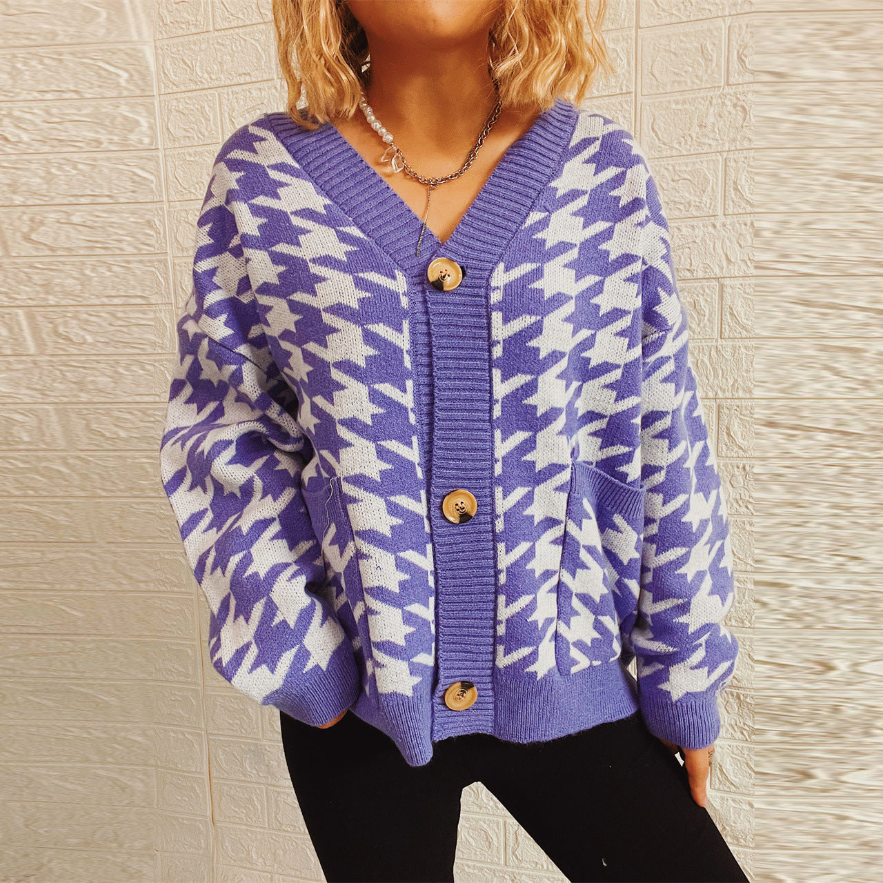 Damen Strickjacke modernes Hundemuster Norvielle - Norvielle