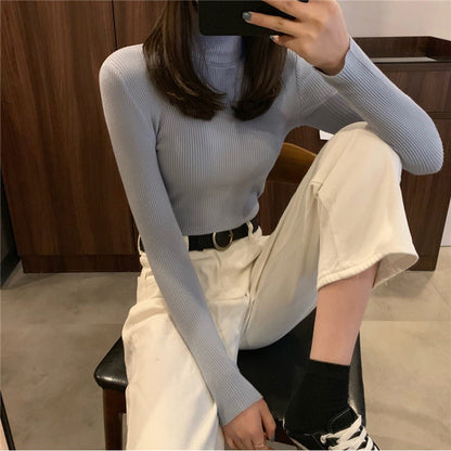 Damen Rollkragenpullover Langärmlig Rippmuster