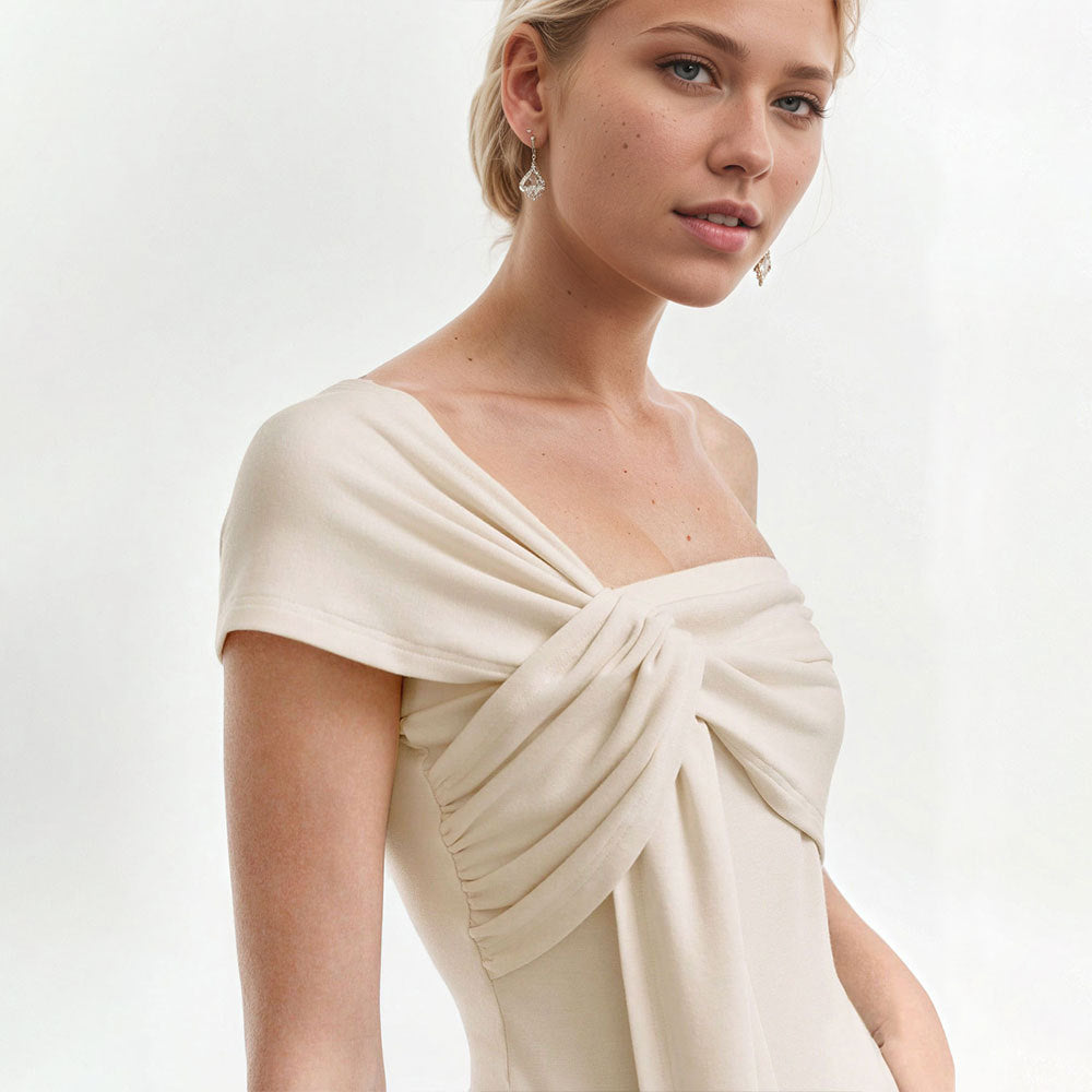 Damen Wickeltop Asymmetrisch Bindebänder Elegantes Design