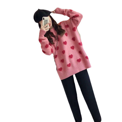 Damen Pullover Herz-Muster Weich Norvielle