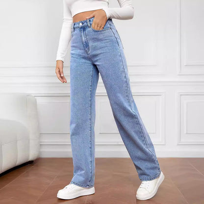 Damen High-Waist Jeans Weit Norvielle