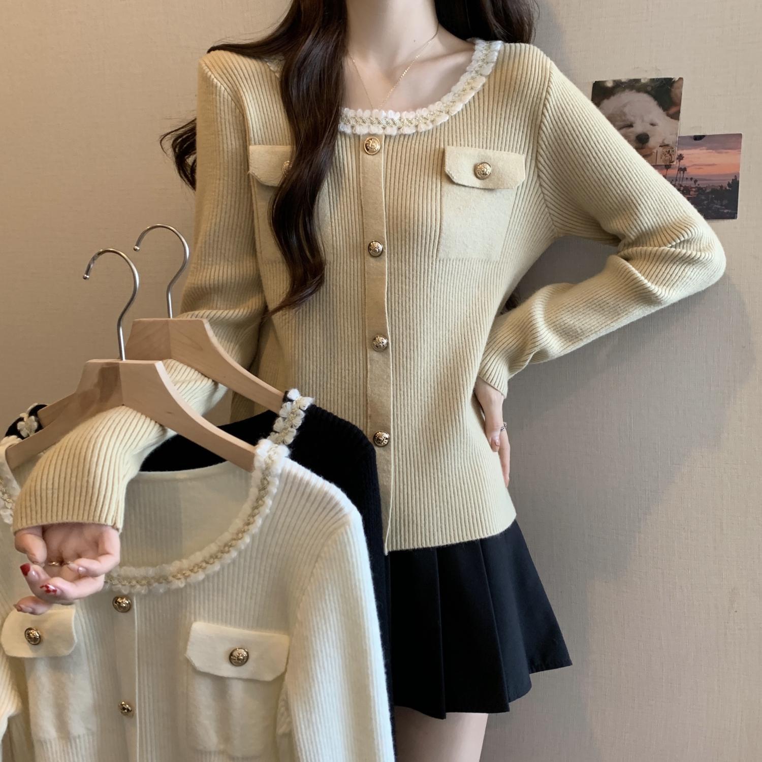 Damen Strickjacke Dekorativer Kragen Norvielle - Norvielle