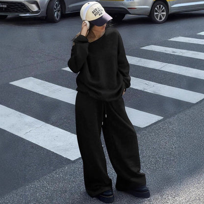 Damen Oversized Sweatpants und Pullover Bequem Grau