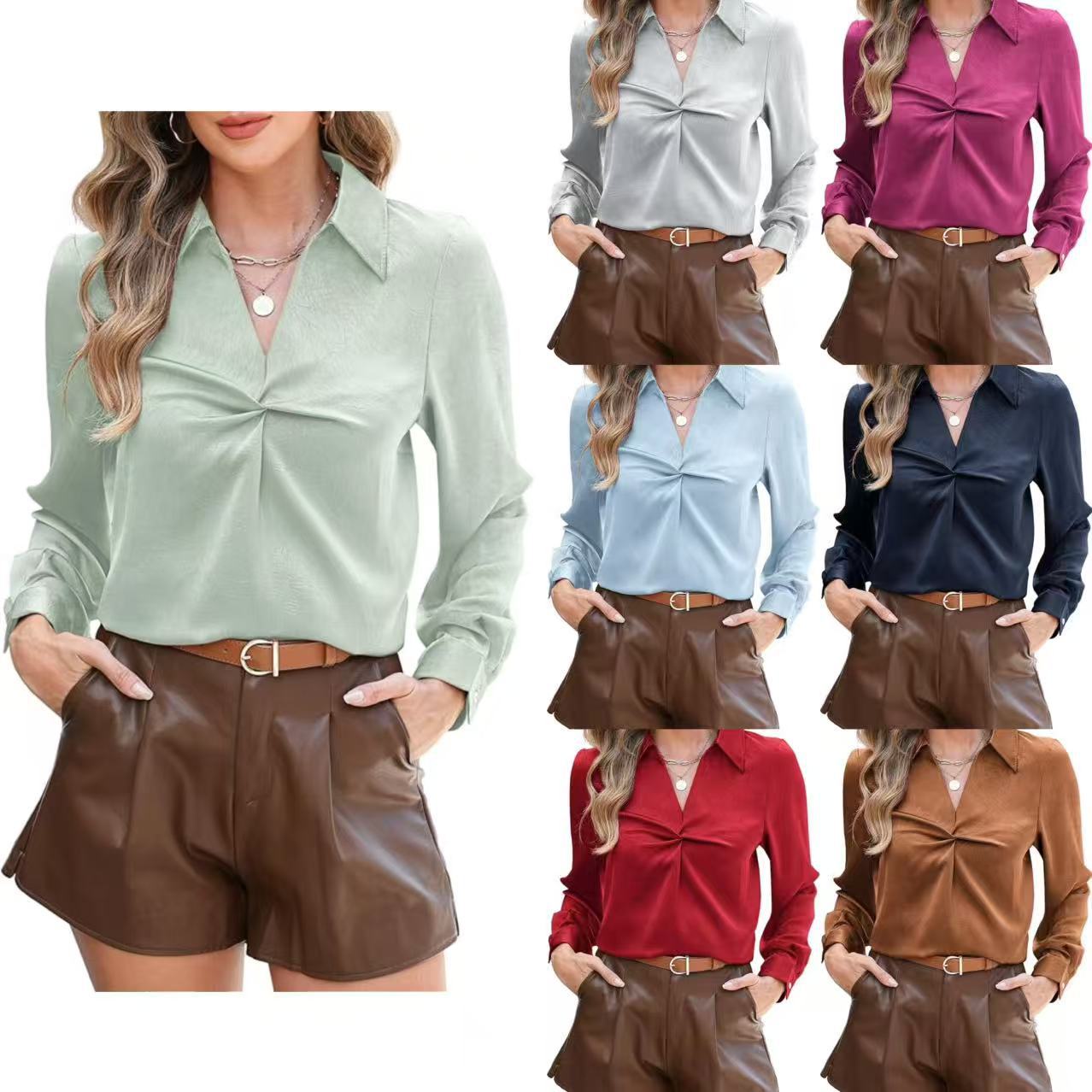Damen Bluse mit Manschetten Twist-Detail Norvielle - Norvielle