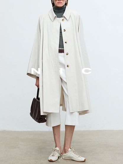 Damen Trenchcoat Lässig Übergroße Ärmel Beige