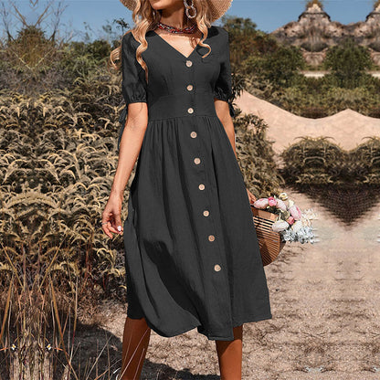 Damen Midi-Kleid Raffinierte Knopfdetails Norvielle