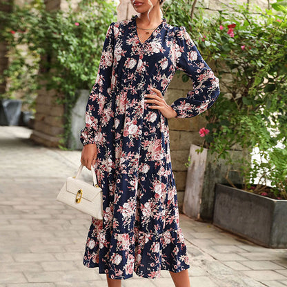 Damen Maxikleid Florales Volantdesign Norvielle - Norvielle