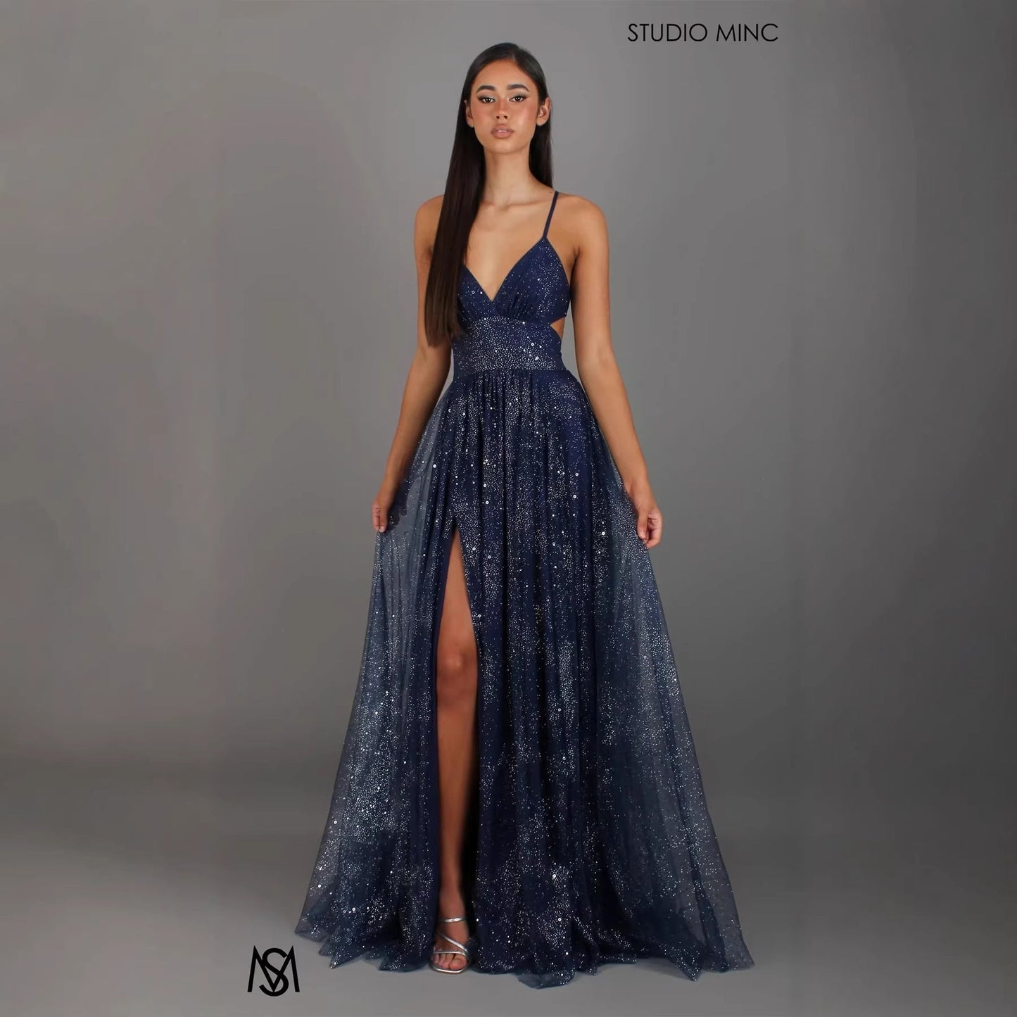 Damen Abendkleid V-Ausschnitt Tüll