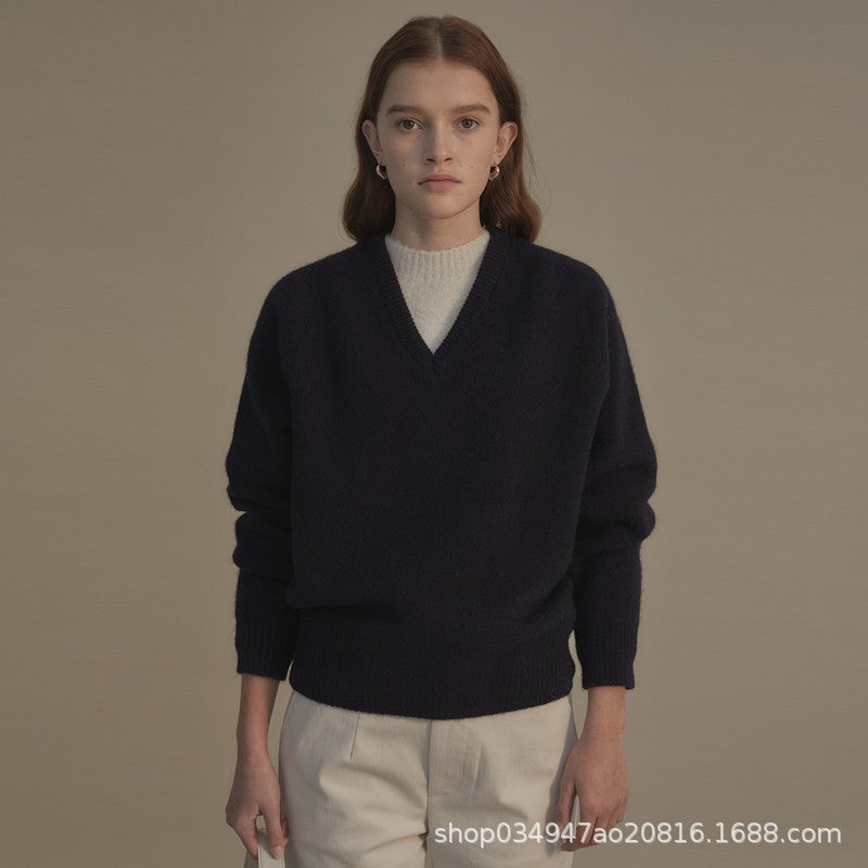 Damen Pullover V-Ausschnitt Weiches Strick Norvielle