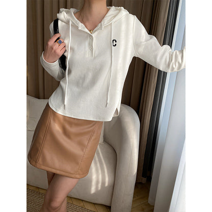 Damen Hoodie Knopfleiste Lässiger Schnitt Norvielle