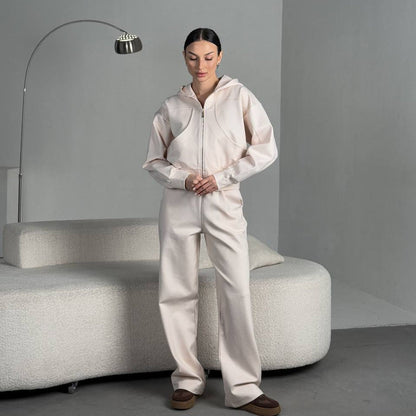 Damen Sportliche Kapuzenjacke Praktische Taschen Norvielle