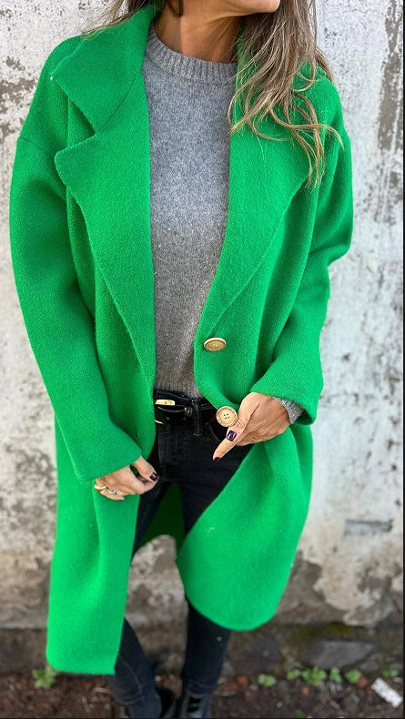 Damen Übergangsjacke Weites Design Knopfdetails Elegantes Design