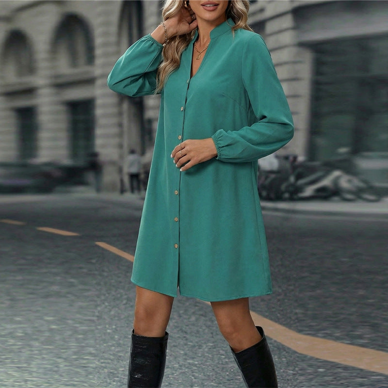 Damen Hemdkleid mit Knopfverschluss Längsärmelig Norvielle - Norvielle