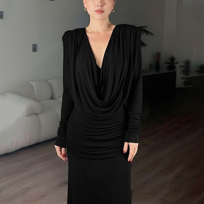 Damen Maxikleid Elegantes Design Wickelausschnitt Drapiert