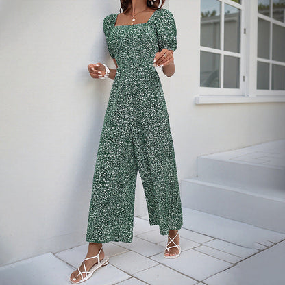 Damen Jumpsuit Elastischer Bund Puffärmel Norvielle