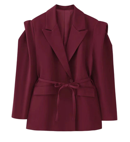 Damen Blazerjacke Tailliert Bindegürtel Norvielle