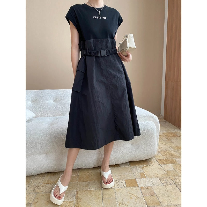 Damen Kleid mit Gürtel und Taschen Norvielle