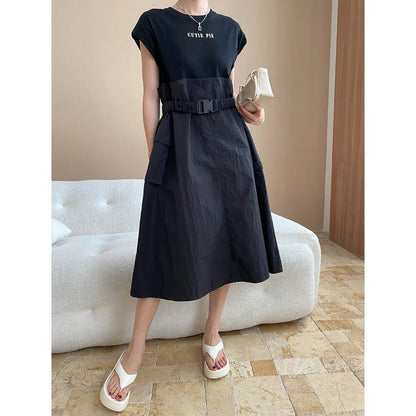 Damen Kleid mit Gürtel und Taschen Norvielle