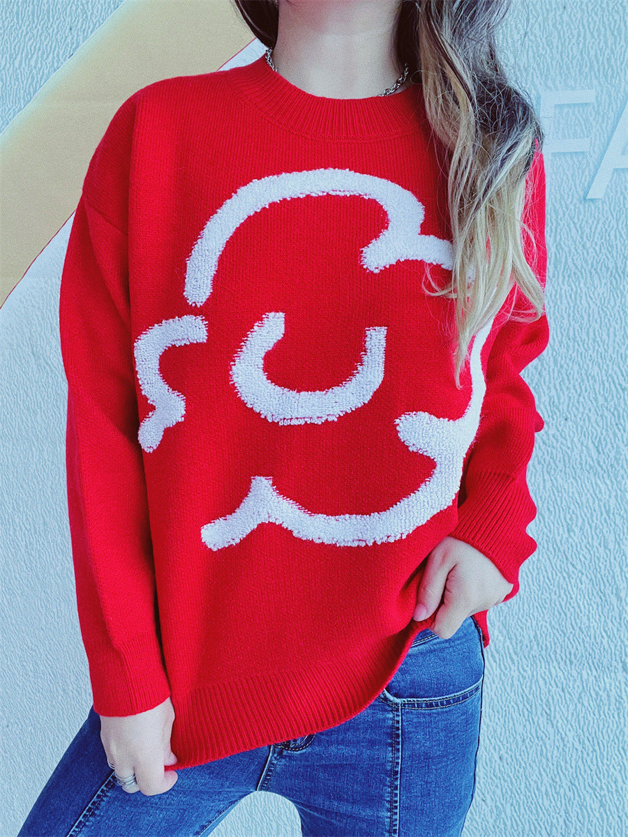Damen Pullover Locker Norvielle Grafik Schriftzug