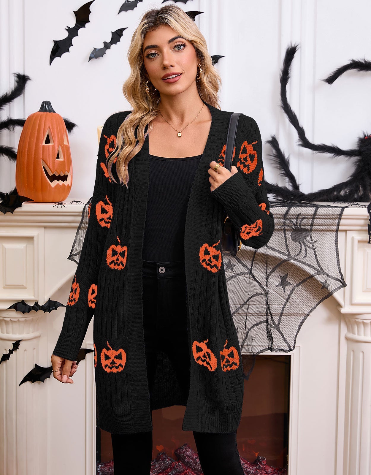 Damen Strickjacke Geistermotiv Norvielle