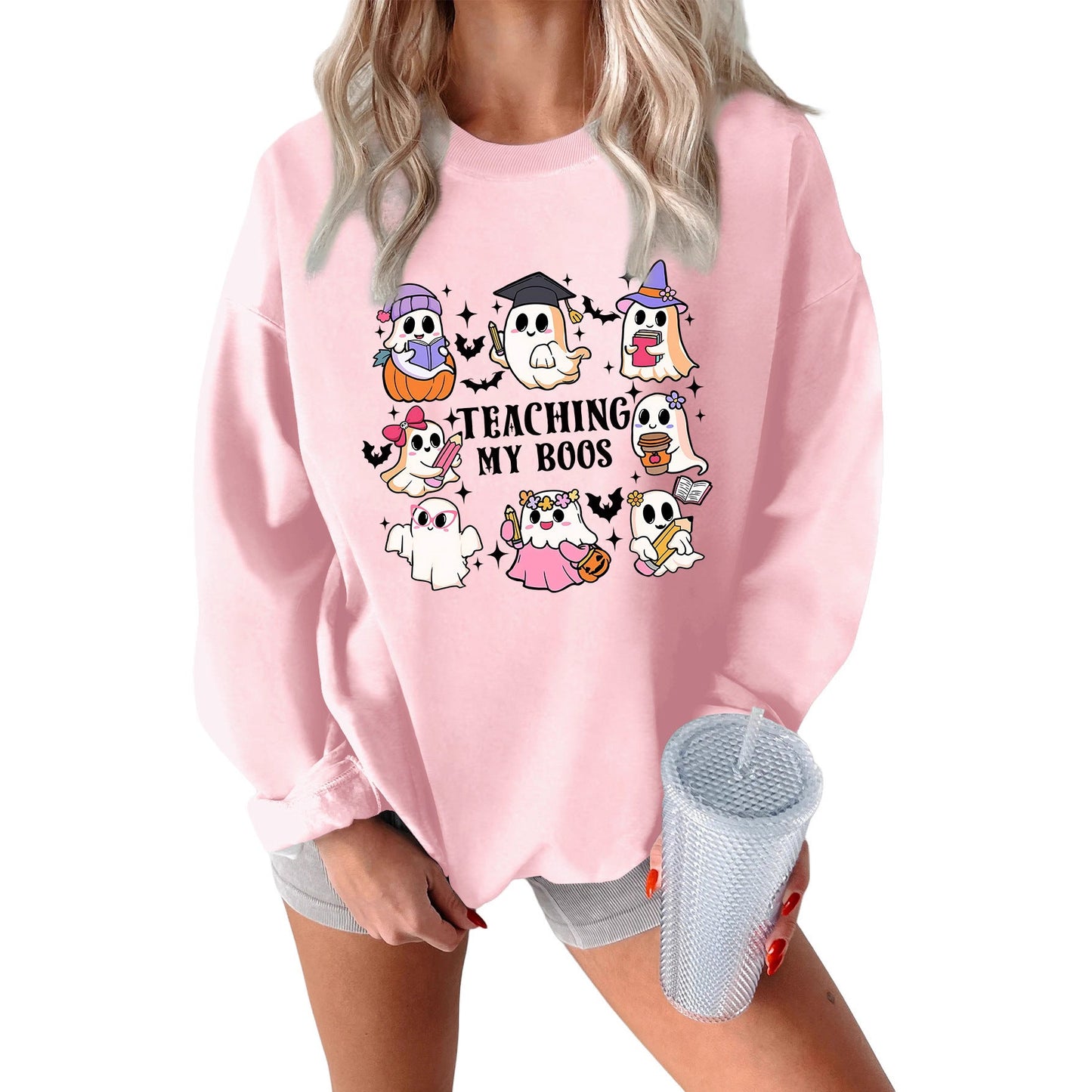 Damen Sweatshirt Halloween-Motiv Lässiger Schnitt Grün