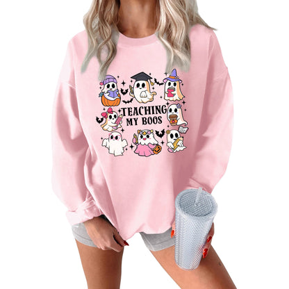 Damen Sweatshirt Halloween-Motiv Lässiger Schnitt Grün