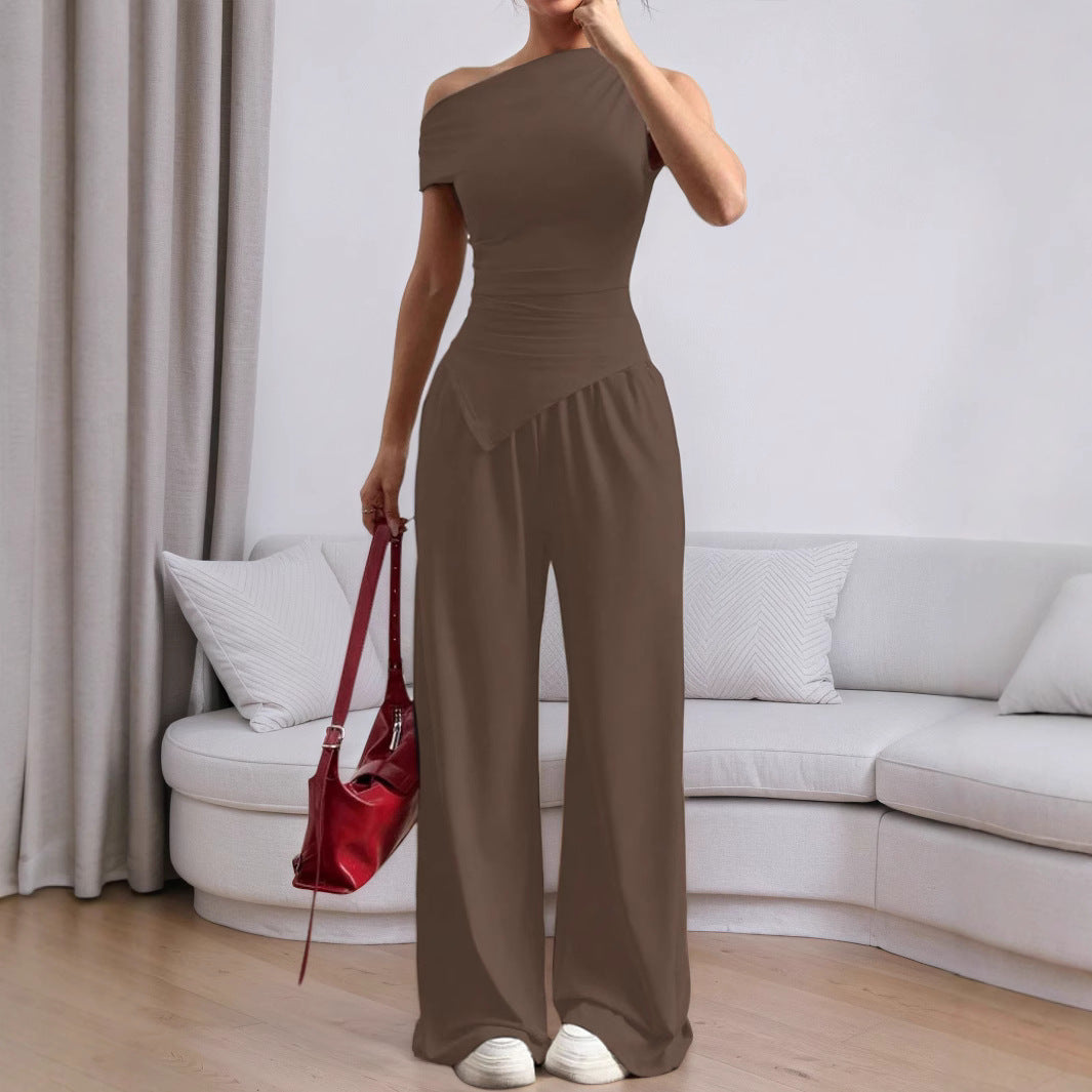 Damen Jumpsuit Asymmetrisch Mit Taschen